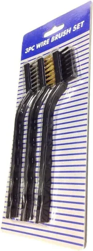 Miniatura 5 de Juego de 3 cepillos de limpieza de alambre con mango de plástico negro para limpieza de cocina del hogar, soldadura, escoria y estufa de gas óxido