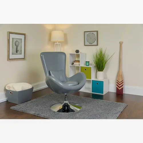 Miniatura 2 de Flash Furniture Egg Series Grey LeatherSoft Silla de recepción lateral Gris Leathersoft
