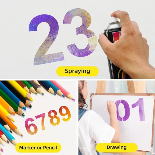 Miniatura 4 de Plantillas de números grandes de 13 pulgadas, plantillas digitales de plástico reutilizables para pasteles, direcciones, pintura