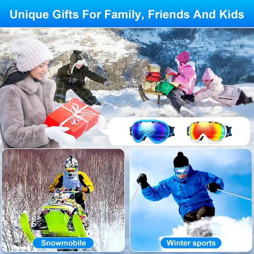 Miniatura 6 de RABIGALA Gafas de esquí de nieve/snowboard para hombres, mujeres, adultos, jóvenes, motos de nieve, esquí, patinaje, 100% protección UV, antivaho
