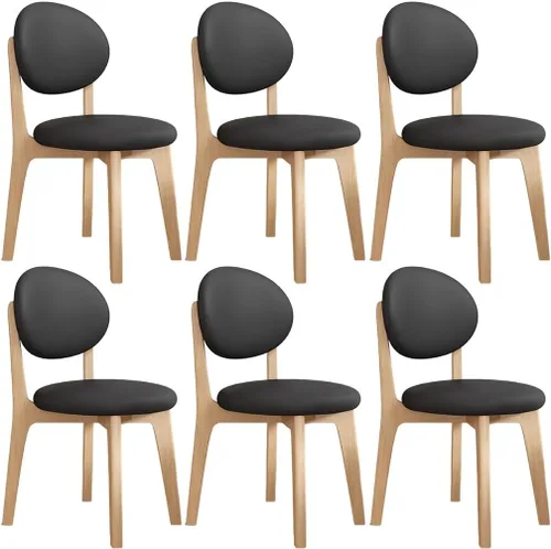 Miniatura 90 de YVYKFZD Juego de sillas de comedor, sillas de cocina de madera maciza, silla de comedor de granja con respaldo curvo, silla tapizada de cuero