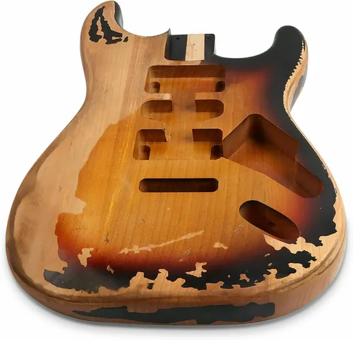 Miniatura 6 de Cuerpo de guitarra eléctrica Relic Nitro Alder Strat Style H-S-H Route Cuerpo de guitarra DIY 3 tonos Sunburst.