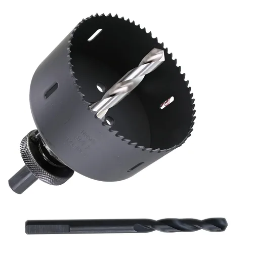 Miniatura 13 de Sierra de agujero de 4-1/2" de HSS bimetálica para madera, paneles de yeso, plástico, aluminio, acero suave, hierro, metal, acero inoxidable. Broca