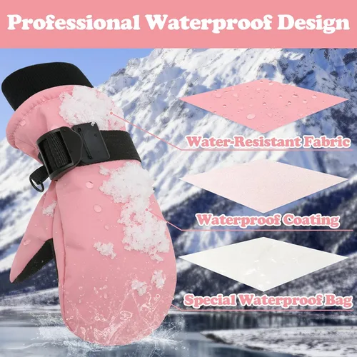 Miniatura 22 de Sarfel Guantes impermeables para niños pequeños, guantes de esquí, guantes de nieve, guantes para bebé, Thinsulate 1-7 años