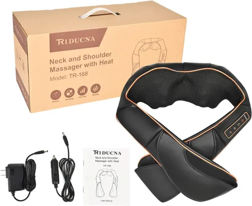 Miniatura 9 de TRIDUCNA Masajeador de cuello y espalda con calor, tejido profundo eléctrico Shiatsu con masaje de amasamiento 3D, 3 niveles de intensidad, alivio