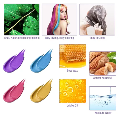 Miniatura 6 de Color de cabello temporal para niños, Ultikare cera para el cabello lavable, cera de tiza natural, crema de barro de arcilla para peinado DIY