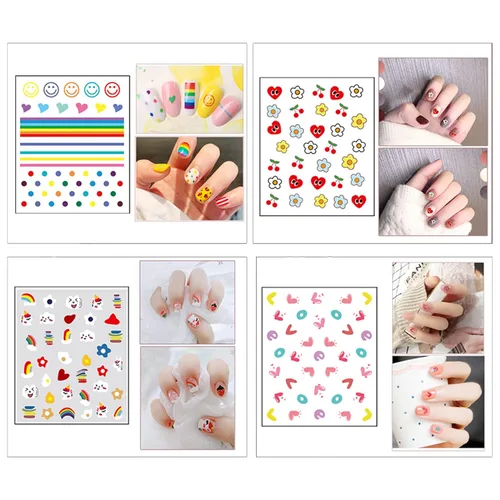Miniatura 3 de 16 hojas de calcomanías de uñas para niños, lindas calcomanías autoadhesivas para niñas y mujeres, diseños 3D, accesorios de manicura