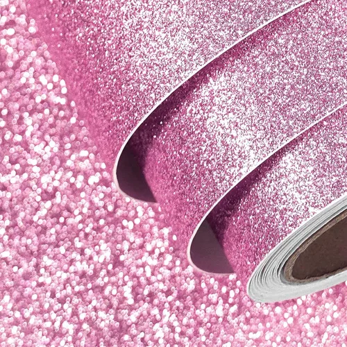 FunStick Papel tapiz de 16 x 240 pulgadas con purpurina rosa claro, autoadhesivo, papel de contacto con purpurina rosa para armarios, aparadores,