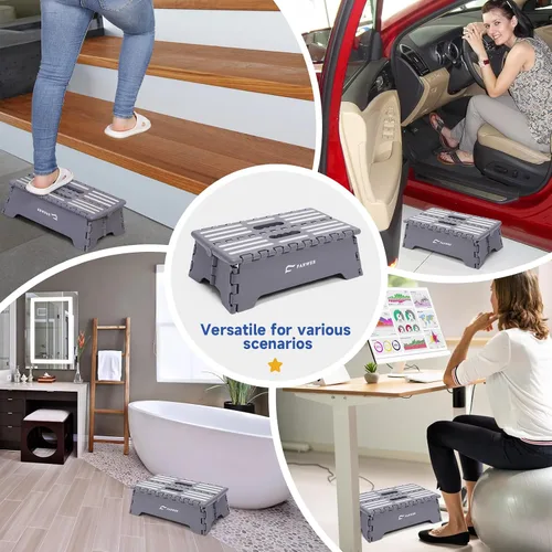 Miniatura 3 de Fanwer Taburete plegable portátil de 5 pulgadas, seguro y estable, taburete plegable para automóvil, baño, dormitorio, taburetes para ancianos