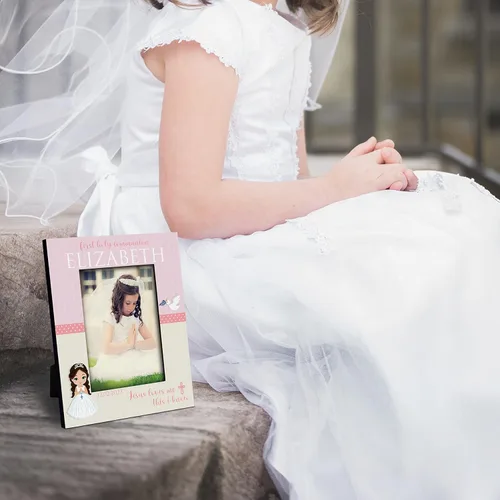 Miniatura 4 de Regalos de primera comunión para niños y niñas, marco de fotos personalizado de la primera comunión con nombre y fecha, 2 orientaciones para fotos