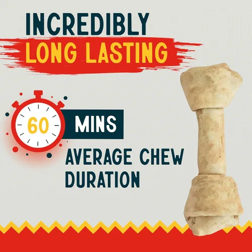 Miniatura 2 de Canine Chews Hueso de cuero crudo extra grande de 8-9 pulgadas para perros grandes, masticadores agresivos, paquete de 10 (sabor a pollo)