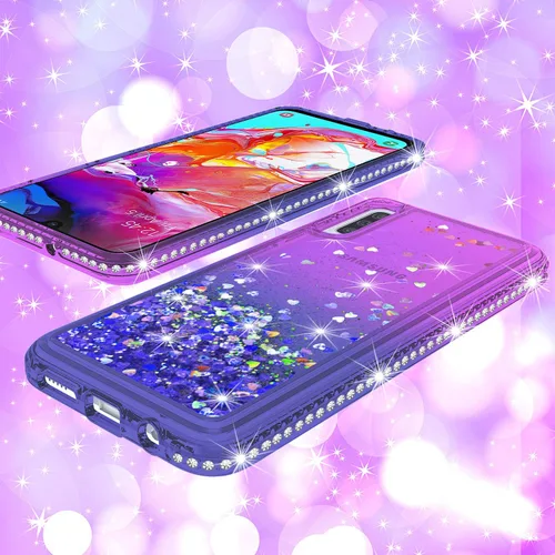Miniatura 4 de Funda compatible con Samsung Galaxy A70, Quicksand Glitter Brillante Rhinestone Liquid Colorful TPU Bumper Funda protectora para Samsung Galaxy A70