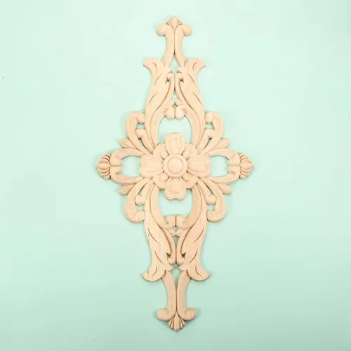 Miniatura 6 de MUXSAM Apliques de madera tallados para muebles, 1 calcomanía sin pintar para puerta, pared, techo, armario, tocador, espejo, cama, mantel, banco, 1