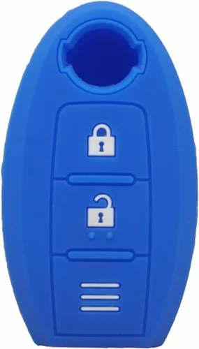 Miniatura 4 de Funda para llave de coche para Nissan Qashqai Skyline Juke Alissa X-Trail, 3 botones de goma de silicona para llave de coche Azul Oscuro