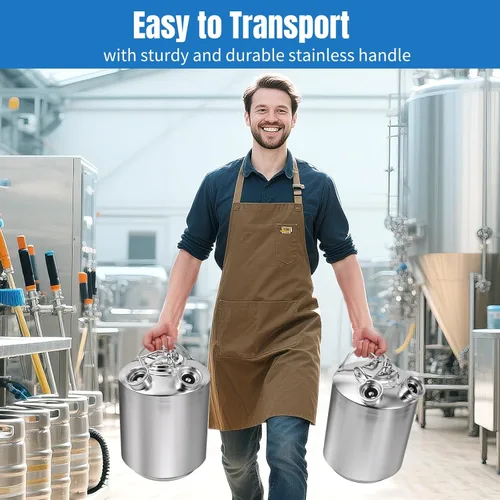 Miniatura 7 de Kit de limpieza de línea de cerveza inoxidable de 2.5 galones con lanzas 2 D para montaje de acoplador D, kit de limpieza eficiente de línea