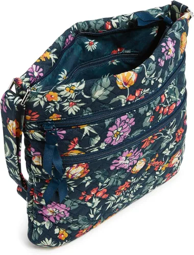 Miniatura 3 de Bolso cruzado hipster de algodón con triple cremallera para mujer