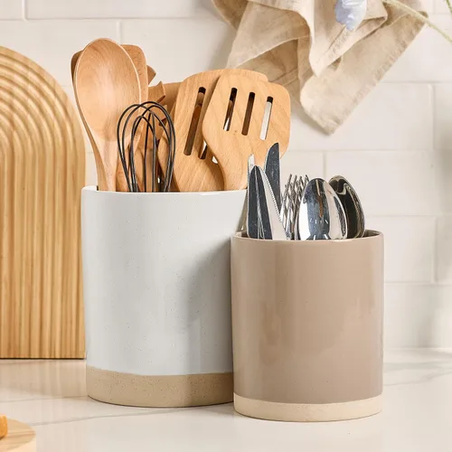 Miniatura 9 de famiware Milkyway - Soporte para utensilios de cocina para encimera, 7.2 + 5.8 pulgadas, utensilios de cocina de cerámica para encimera, organizador