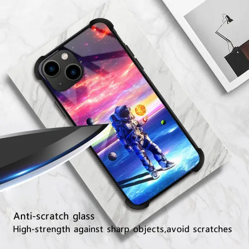 Miniatura 2 de ZHEGAILIAN Funda compatible con iPhone, diseño de astronautas de estrellas para hombres y niños, diseño de patrón a prueba de golpes, antiarañazos