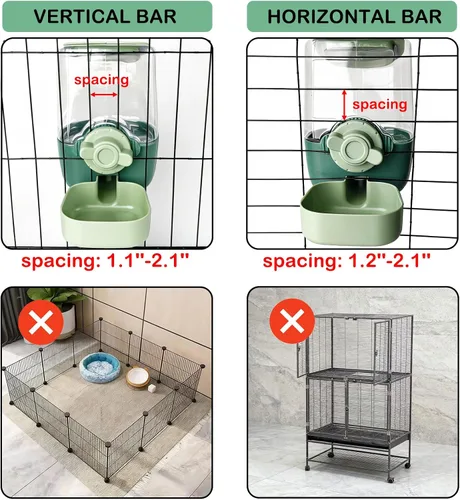 Miniatura 3 de Botella de agua de conejo de 35 onzas, dispensador de agua automático para colgar para mascotas para hurones, conejillos de indias, chinchilla, Verde