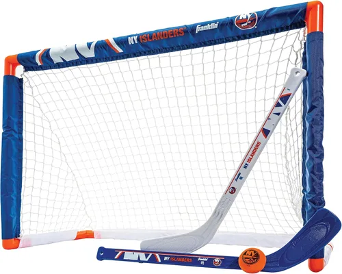 Miniatura 7 de Franklin Sports NHL - Juego de mini hockey para niños, portería de hockey sobre rodilla, pelota + 2 palos, juego de juguetes para interiores