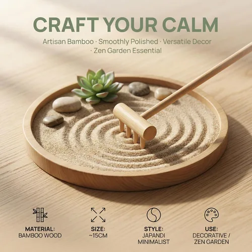 Miniatura 6 de YARNOW Juego de 20 mini rastrillos de jardín Zen, herramientas de arena de mesa de bambú para meditación de escritorio, pequeños accesorios