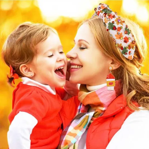 Miniatura 3 de Diadema de otoño, accesorios de Acción de Gracias para mujer, diadema anudada de cristal con diamantes de imitación, estampado de hojas de arce