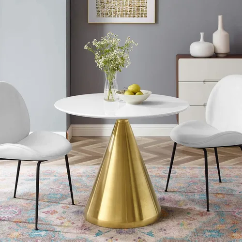 Miniatura 26 de Modway Tupelo - Mesa de comedor cuadrada de 28 pulgadas, color dorado y blanco