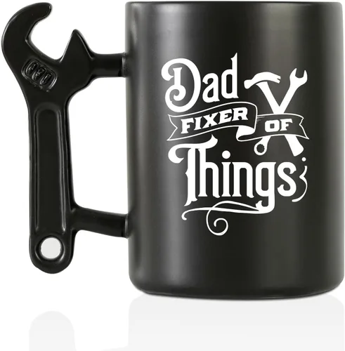 Miniatura 9 de Onebttl Regalos para papá taza de café con mango de llave inglesa, regalos para papá de hija e hijo, taza de cerámica divertida de 13.5 onzas