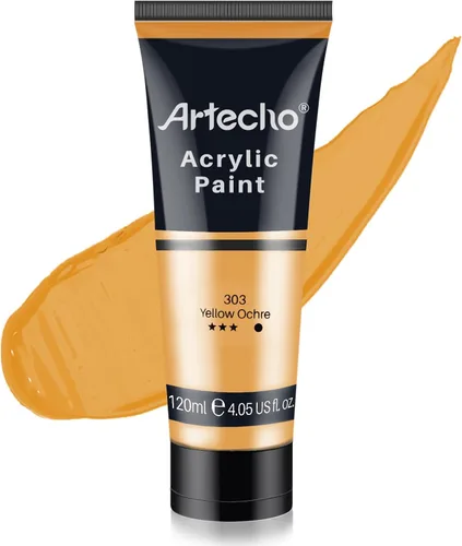 Miniatura 21 de Artecho - Pintura acrílica blanco titanio (120 ml / 4.05 oz), tubos de pintura para manualidades artísticas sobre lienzo, piedra, roca, madera