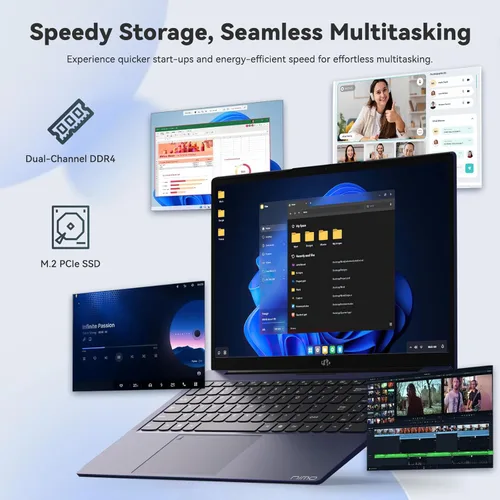 Miniatura 3 de NIMO Laptop portátil FHD IPS de 15.6", Intel Core i3-1215U (hasta 4.4 GHz, Beat R5 7520U), 8 GB de RAM 128 GB SSD Computadora de trabajo, KB