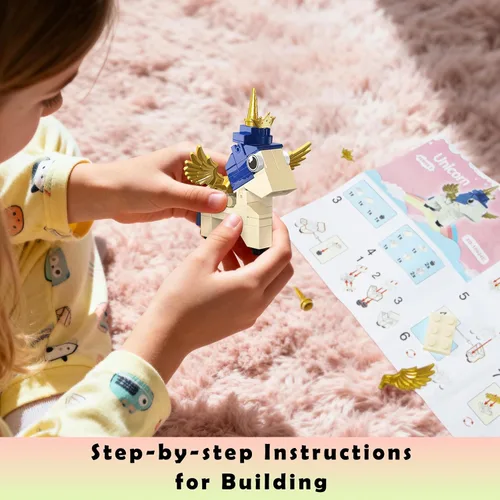 Miniatura 4 de Juego de construcción de juguetes de unicornio, paquete de 6 regalos de fiesta de unicornio compatibles con Lego, bolsas de regalo, Halloween