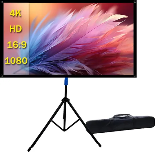 Miniatura 10 de Pantalla de proyector con soporte para exteriores de 60 pulgadas, 4K HD de 1.5, pantalla de película resistente a las arrugas, ángulo de visión