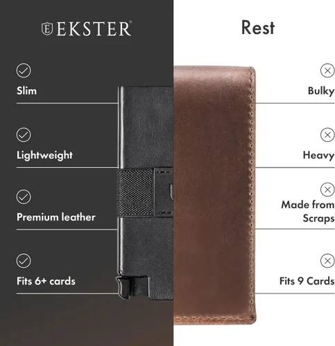 Miniatura 3 de Ekster Senate - Cartera de cuero para tarjetas - Bloqueo RFID - Acceso rápido a la tarjeta, negro (Nappa Black), Moderno