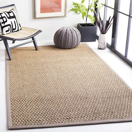 Miniatura 147 de Safavieh Natural Fiber NF114P - Alfombra redonda de hierba marina, tejido de canasta, con borde, de 244 cm, color gris Natural/ gris