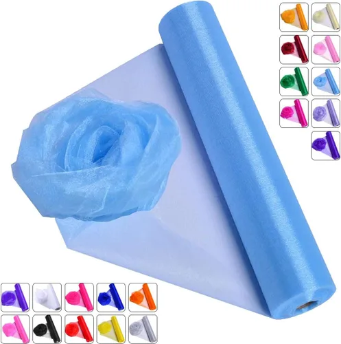 Miniatura 11 de Tela de Organza de Cristal Tul - 16" por 50 Yardas Tela Transparente para Decoración de Fiestas de Boda Despedida de Soltera Tutú Rollo de Malla
