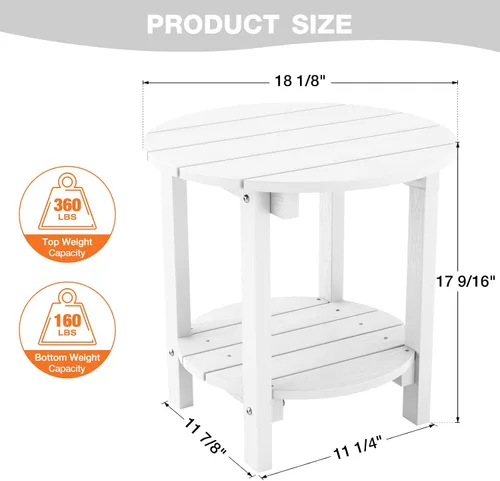Miniatura 3 de YEFU Adirondack - Mesa auxiliar doble para exteriores, de 18 pulgadas, mesa auxiliar de madera de polietileno, resistente a la intemperie para Negro
