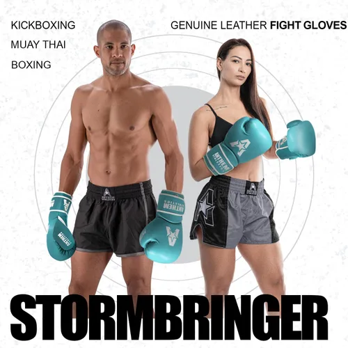 Miniatura 2 de Anthem Athletics Stormbringer Guantes de boxeo de cuero de grano completo para hombres y mujeres, guantes de boxeo Muay Thai de 12 onzas, 14 oz o 16