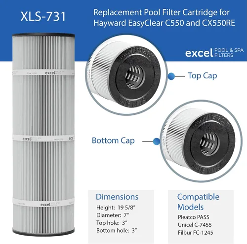 Miniatura 3 de Excel XLS-731 - Filtro de repuesto para Hayward EasyClear C550. También sustituye a Hayward CX550RE, Unicel C-7455, Filbur FC-1245, Pleatco PA55