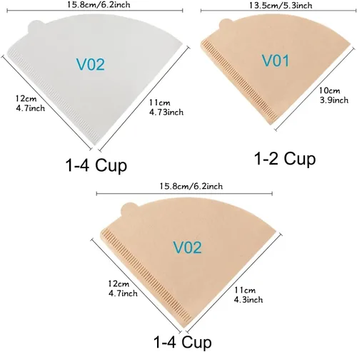 Miniatura 2 de YQL V01 - Filtro de café, 200 unidades tamaño 01, filtros de café desechables naturales sin blanquear, aptos para gotero de café por goteo