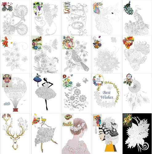 Konsait Paquete de 20 accesorios de papel para plumas, suministros de relleno para adultos, manualidades de dibujo de bricolaje