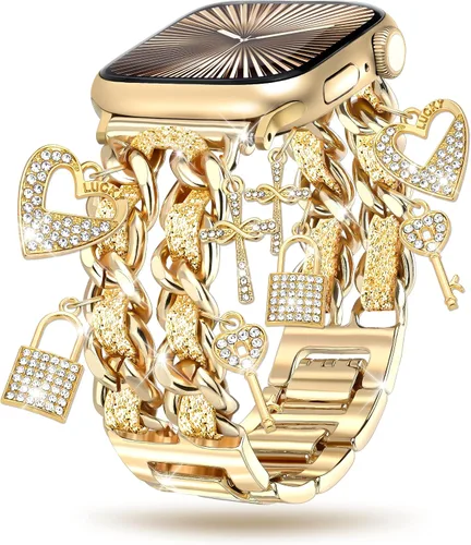 Miniatura 19 de Correas de metal para reloj para mujeres compatibles con Apple Watch para mujeres y hombres de 40 mm, 38 mm, 41 mm, 42 mm, 44 mm, 45 mm, 46 mm