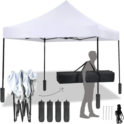 Miniatura 8 de FDW Tienda de campaña, toldo comercial instantáneo de 10 x 10 pies, toldo ajustable impermeable 300D con bolsa de transporte con ruedas, 4 bolsas
