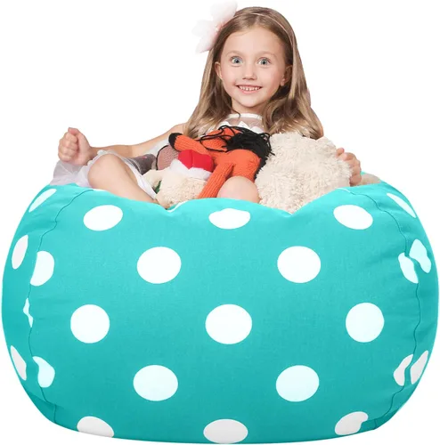 Miniatura 34 de WEKAPO Puf de almacenamiento de animales de peluche para niños, puf con cremallera rellenable para organizar juguetes de peluche, lona de algodón