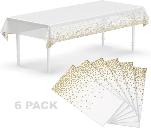 Miniatura 2 de Neatiffy Mantel rectangular de plástico de 54 x 108 pulgadas, para picnic, campamento, fiesta de cumpleaños, banquete, manteles desechables y Blanco