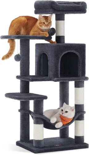 Miniatura 15 de Feandrea - Árbol para gatos de varios niveles para interiores, torre para gatos tipo condominio con 4 postes para rascar, 2 posaderos, hamaca y claro