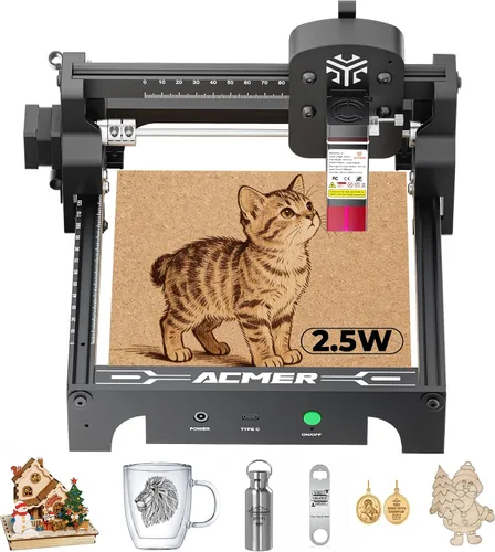 Miniatura 17 de ACMER S1 Grabador láser de 2500mW, máquina compacta de grabado y corte de escritorio para manualidades DIY, pequeñas empresas y creadores, área