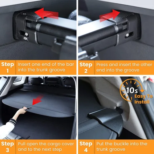Miniatura 6 de Cubierta de carga para maletero para Nissan Rogue S SV SL Platinum 2014-2020 retráctil para maletero trasero de carga, cubierta de seguridad