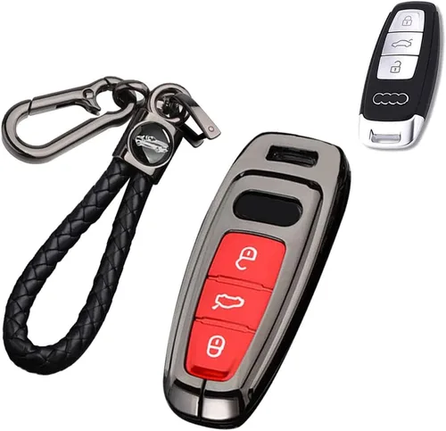 Miniatura 9 de SANRILY Funda para llave Audi con llavero, negro, gris (Gray-Black)