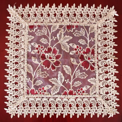 Miniatura 5 de Camino de mesa de adorno vintage, beige, Burgundy