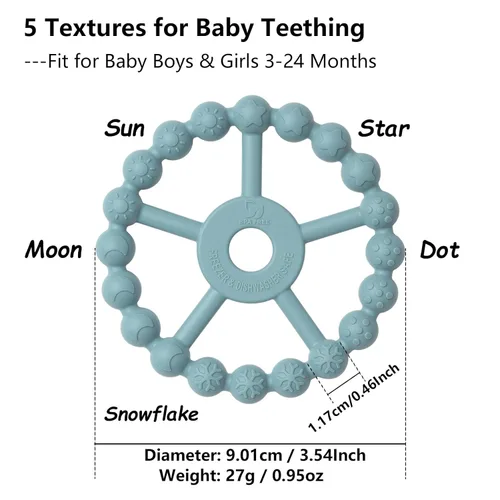 Miniatura 2 de Paquete de 3 Mordedores de Anillo Juguetes para Bebés e Infantes, Artículos Esenciales para Bebés, Juguetes de Anillo de Dentición de Silicona